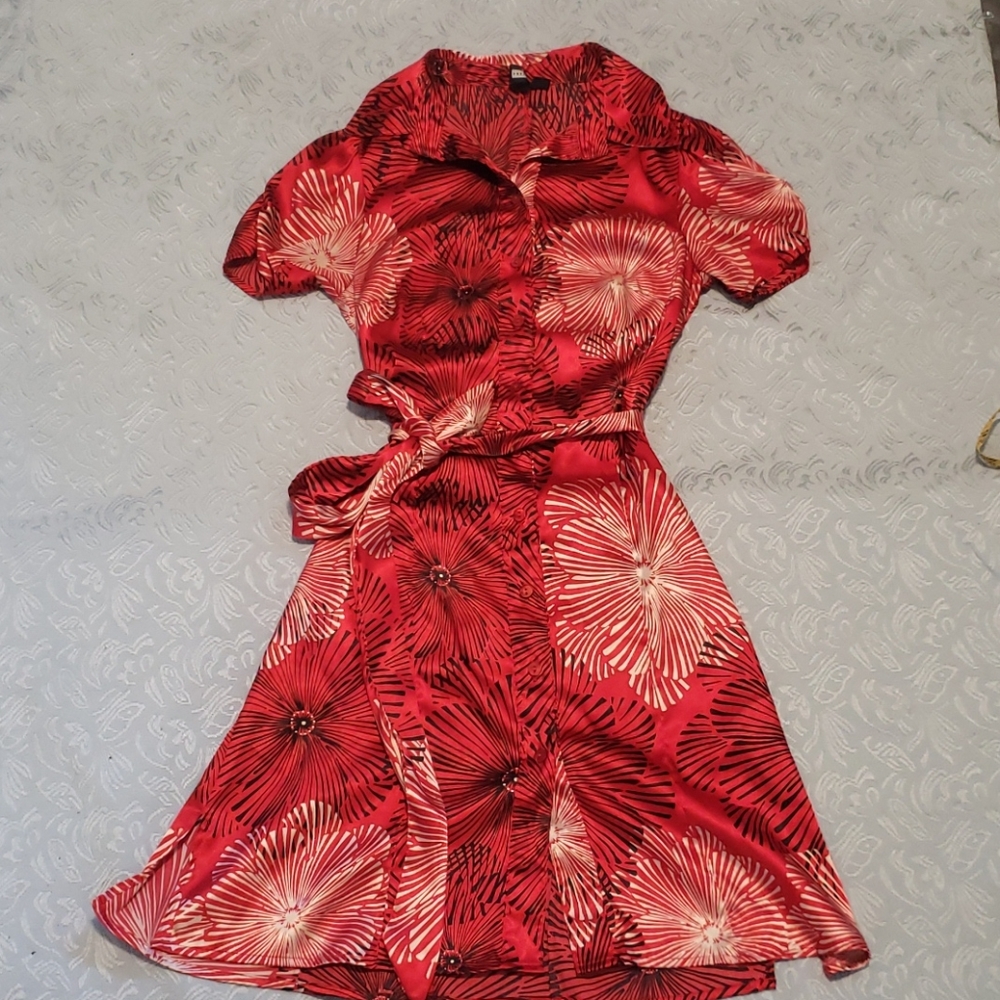 Satin feel shirt dress